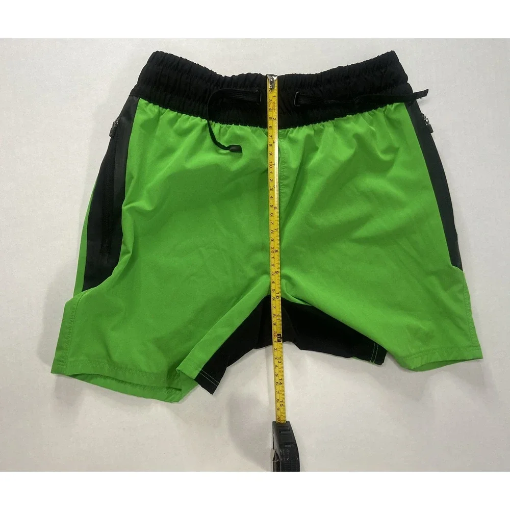 Sports Illustrated Boys Swim Trunks L 14/16 Green‎ Black Zip Pockets